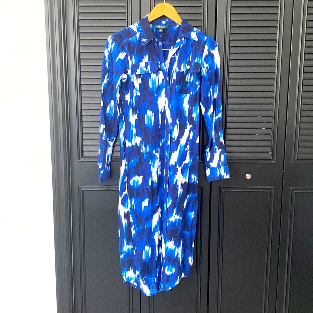 Lauren Ralph Lauren, tie die long sleeve shirt dress